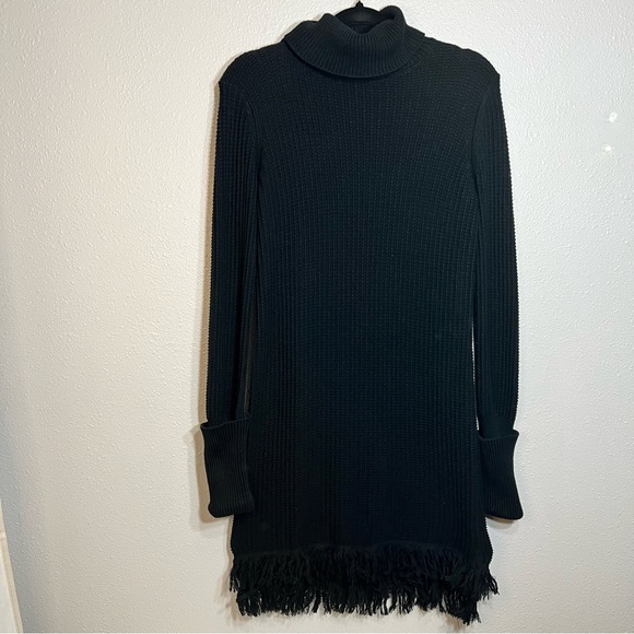 Who What Wear Black Sweater Dress Medium Fringe Long Sleeve Whimsygoth festival - Picture 3 of 9